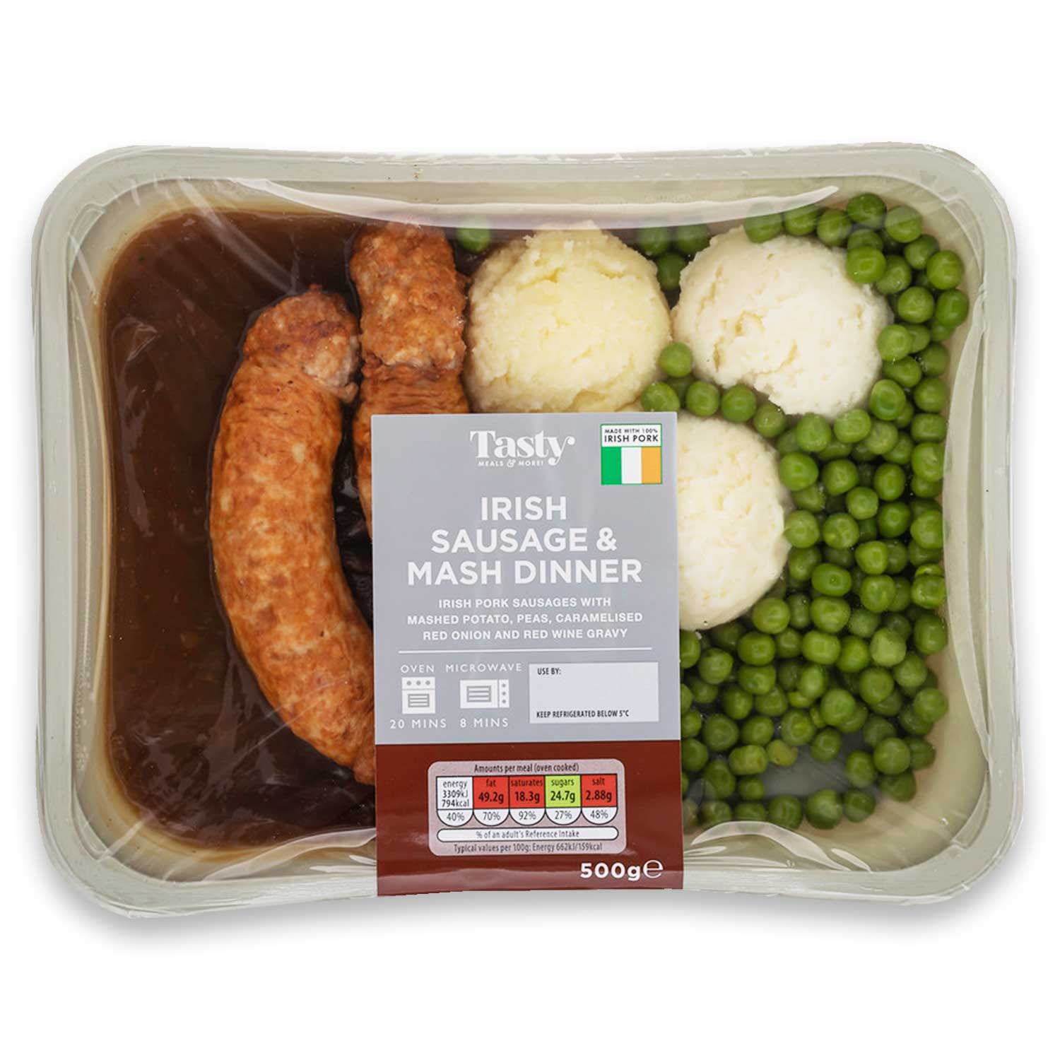 Irish Sausage & Mash Dinner 500g Tasty